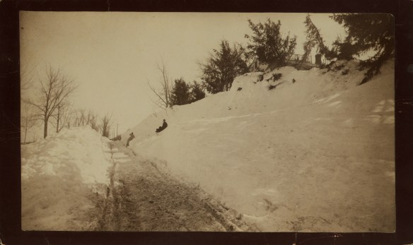 Drifted snow at Dr. Buel's house on North Street, Litchfield, 1888.  Courtesy of Litchfield Historical Society.